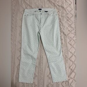 NYDJ Light Green Patterned Ankle Jeans